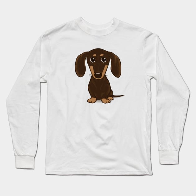 Cute Chocolate Dachshund Cartoon Wiener Dog Dachshund Long